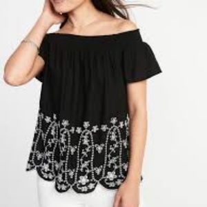 2/$20 OFF THE SHOULDER FLORAL EMBROIDERED